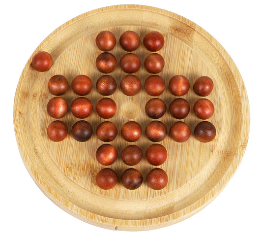 TOWO wooden solitaire round board for solo play and strategic thinking