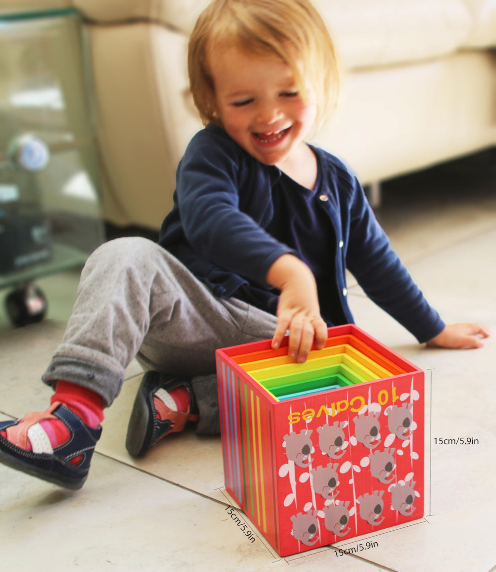 TOWO wooden stacking boxes alphabet letters encourage early literacy through touch