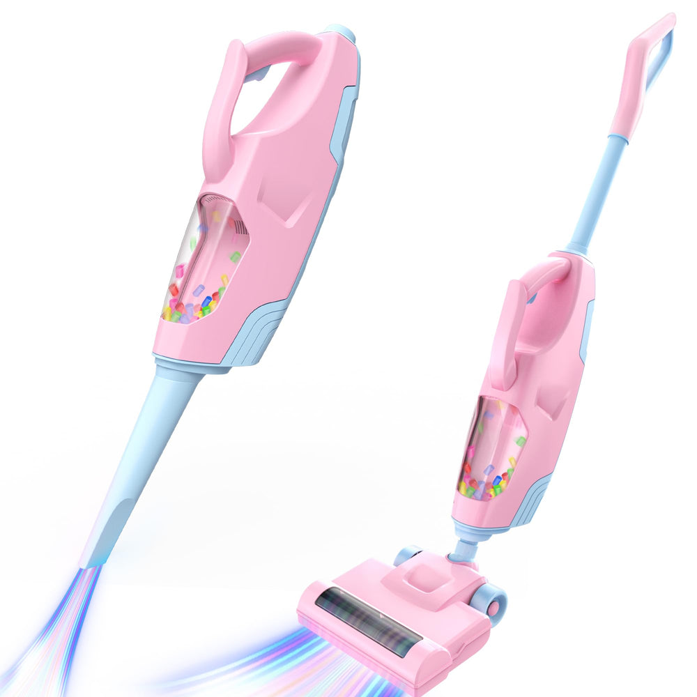 Toy Choi's 2-in-1 pink kids vacuum battery compartment for powered play.