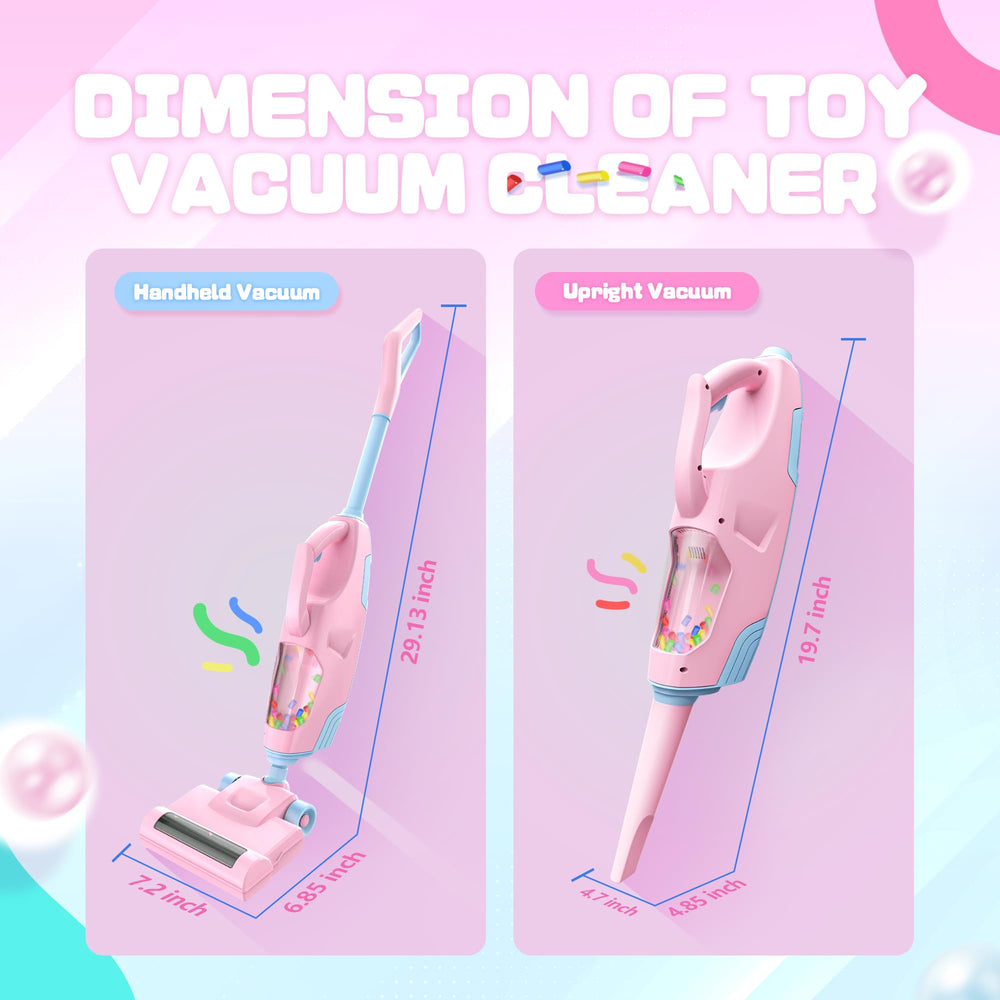 Toy Choi's 2-in-1 pink kids vacuum beads rotate like tiny particles during play.