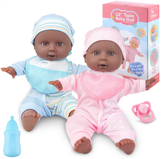 Toy Choi's Twin Baby Dolls 12-inch soft bodies ready for gentle cuddles and pretend play.