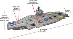 Toy Essentials aircraft carrier runway lights illuminate playtime for extra excitement.