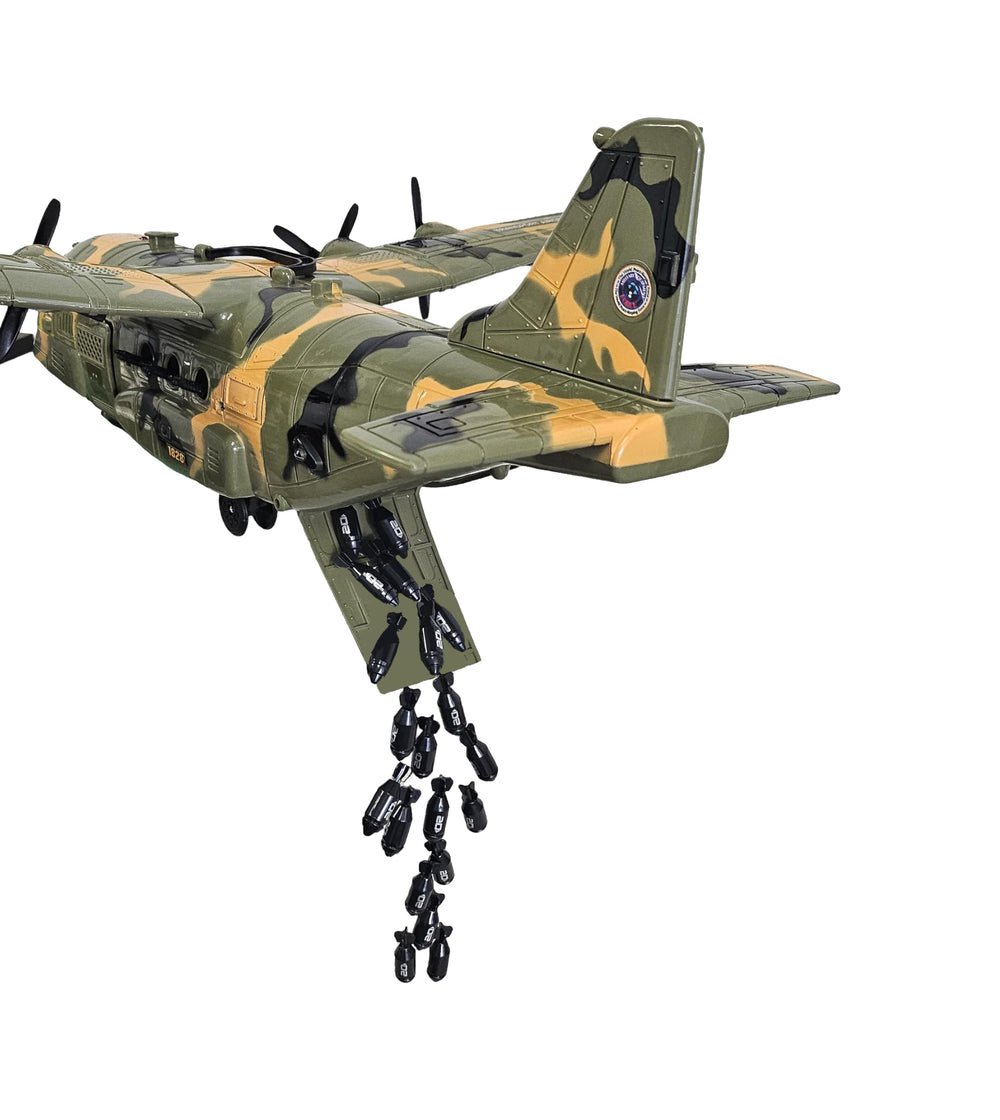 Toy Essentials C130 wingspan showcase emphasizes dramatic airbase play.