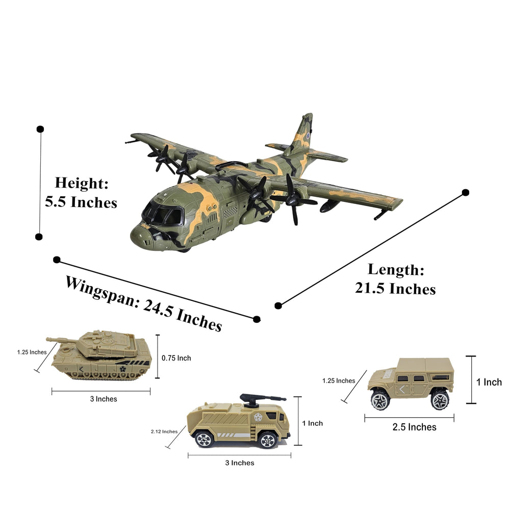 Toy Essentials Cargo plane propellers rotate for realistic action.