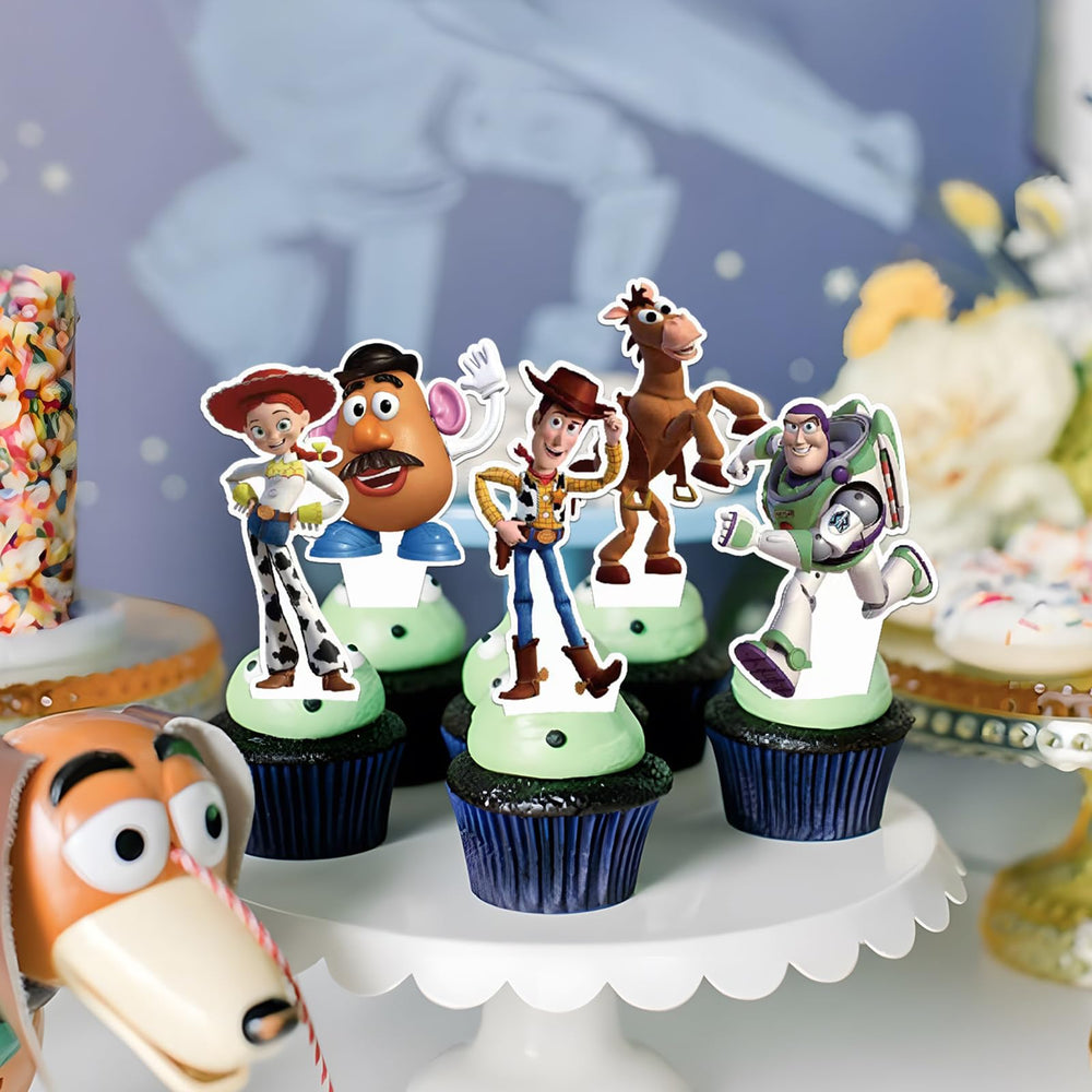 Toy Inspired Story Cupcake Toppers with varied patterns for eye-catching desserts.