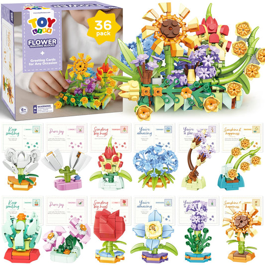 TOY Life 36-pack party favors layout with flower blocks boosts classroom excitement.