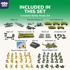 TOY Life army men playset tanks, planes, and ships for mixed battlefield play.