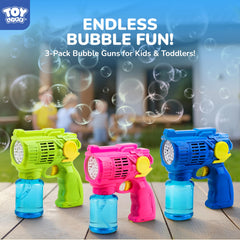 TOY Life bubble guns kid hands play, leakproof design for mess-free use.