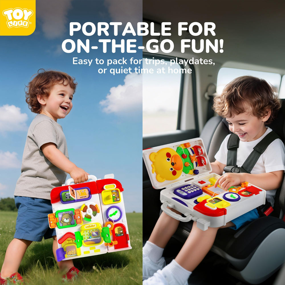 TOY Life colorful cartoon busy board invites pressing and exploration.