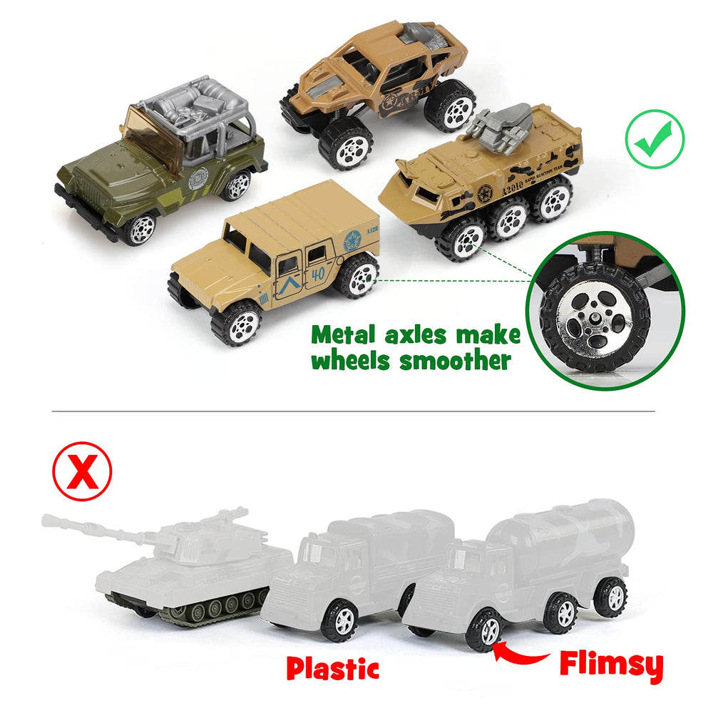TOY Life close-up of green army men shows durable plastic and smooth edges.