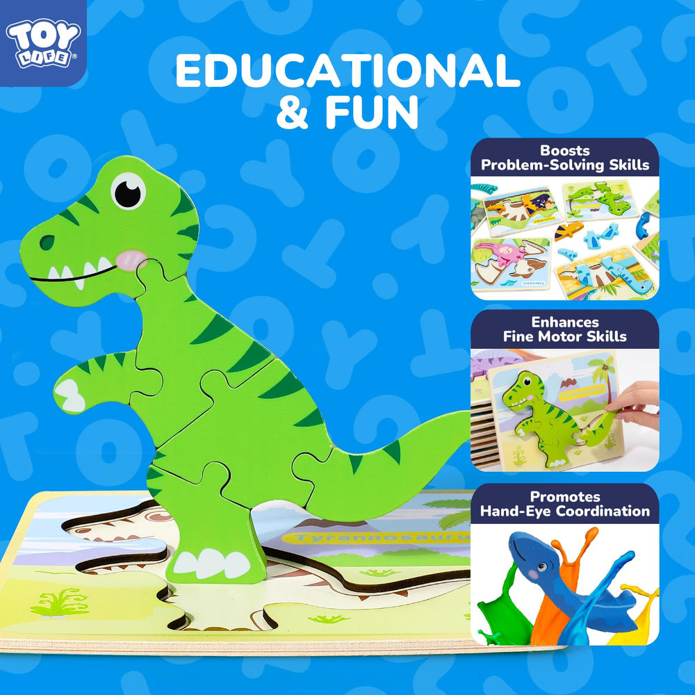 TOY Life dinosaur puzzle scene assembled showing friendly dinosaurs for imagination.