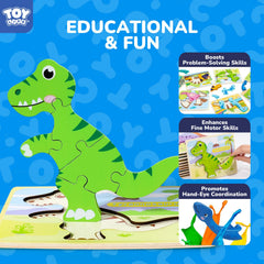 TOY Life dinosaur puzzle scene assembled showing friendly dinosaurs for imagination.