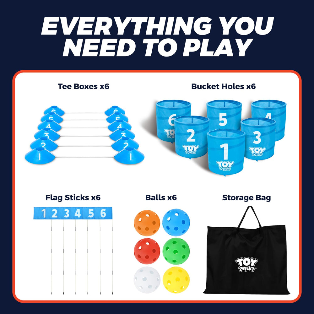 TOY Life Golf Game Set portable setup ideal for picnics and beaches.
