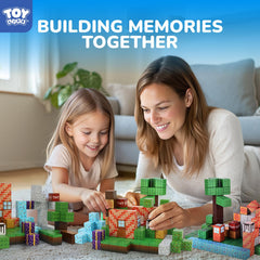 Decorative blocks add windows and doors for imaginative world-building