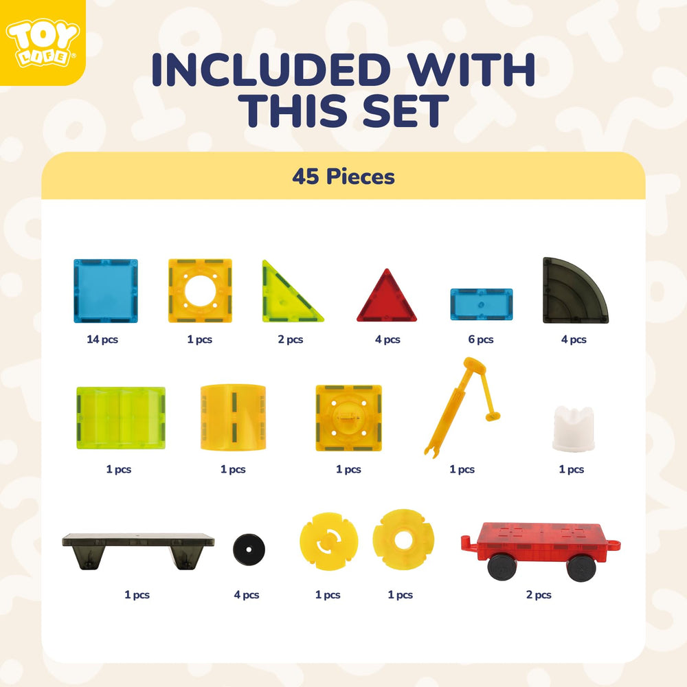 TOY Life Magnetic Tiles – Durable construction for repetitive stacking and imaginative layouts.