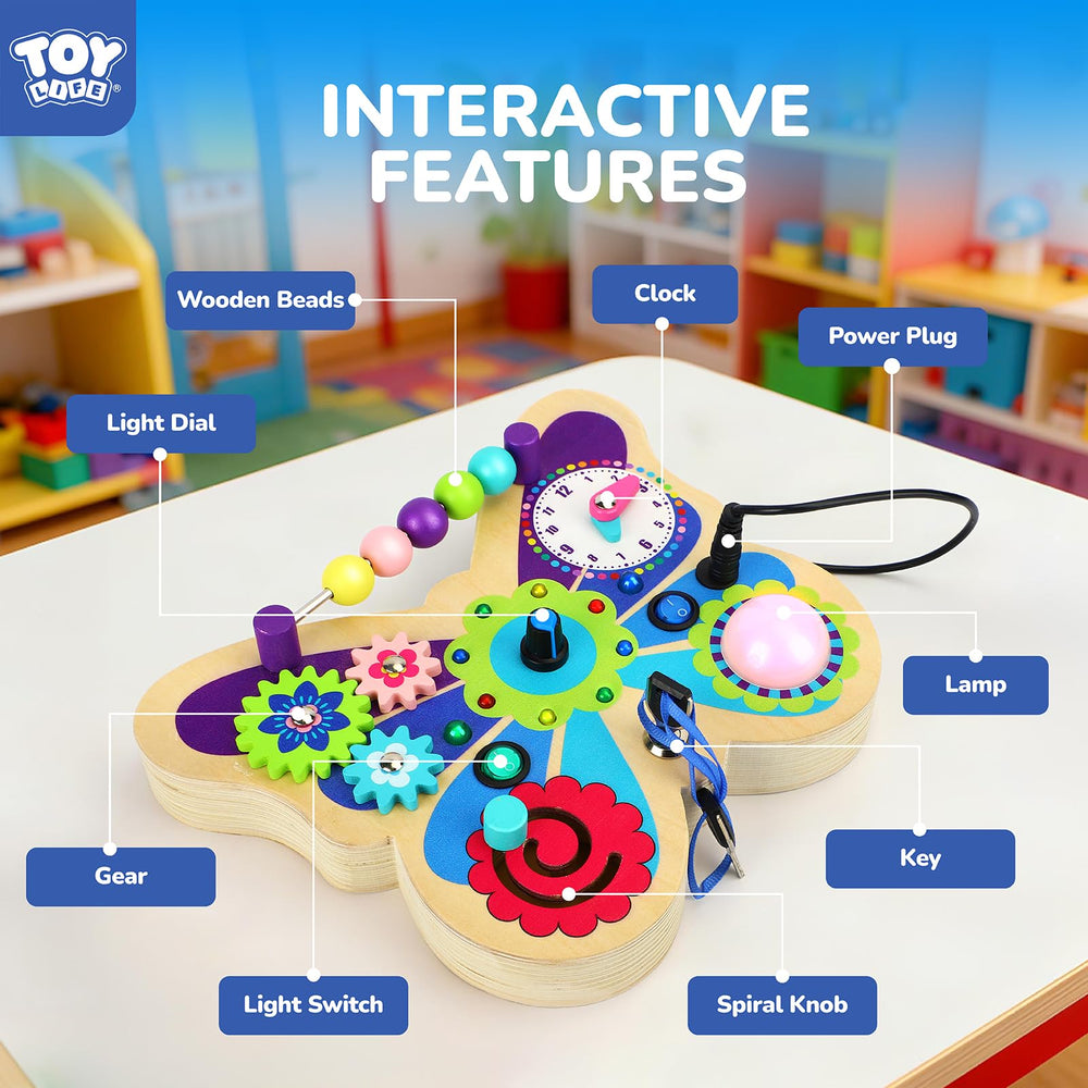 TOY Life Montessori Busy Board wood construction is safe and durable for daily use.