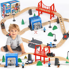 TOY Life police station train set with 56 pieces for imaginative play on the floor