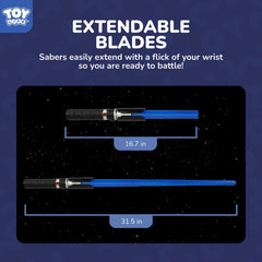 TOY Life sabers in action highlight bright LEDs and sound.