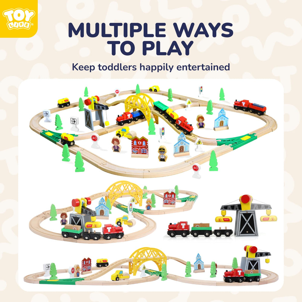 TOY Life track system shows compatibility with Brio and Thomas brands.