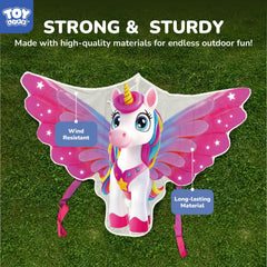 TOY Life unicorn kite includes 600D string and easy-grip handle for quick setup.
