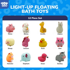 Water-activated TOY Life animal bath toys glow in water for engagement.