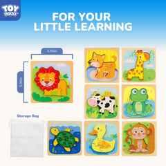 TOY Life wooden puzzle lion strengthens color and shape discrimination during play.