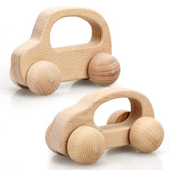 TOY Life wooden toy car front view for early grasp and rolling play.