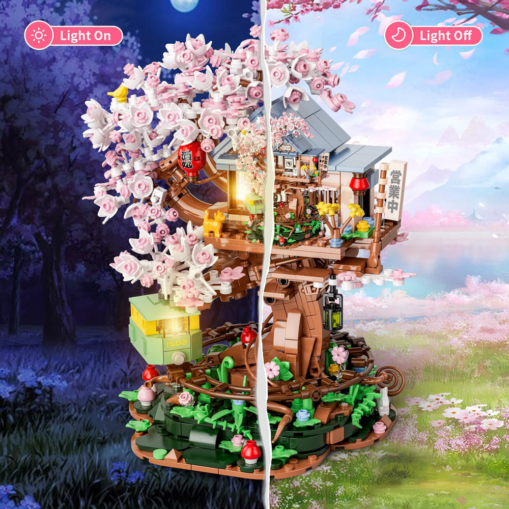 TOY PLAYER cherry blossom treehouse side view for stylish shelf decor