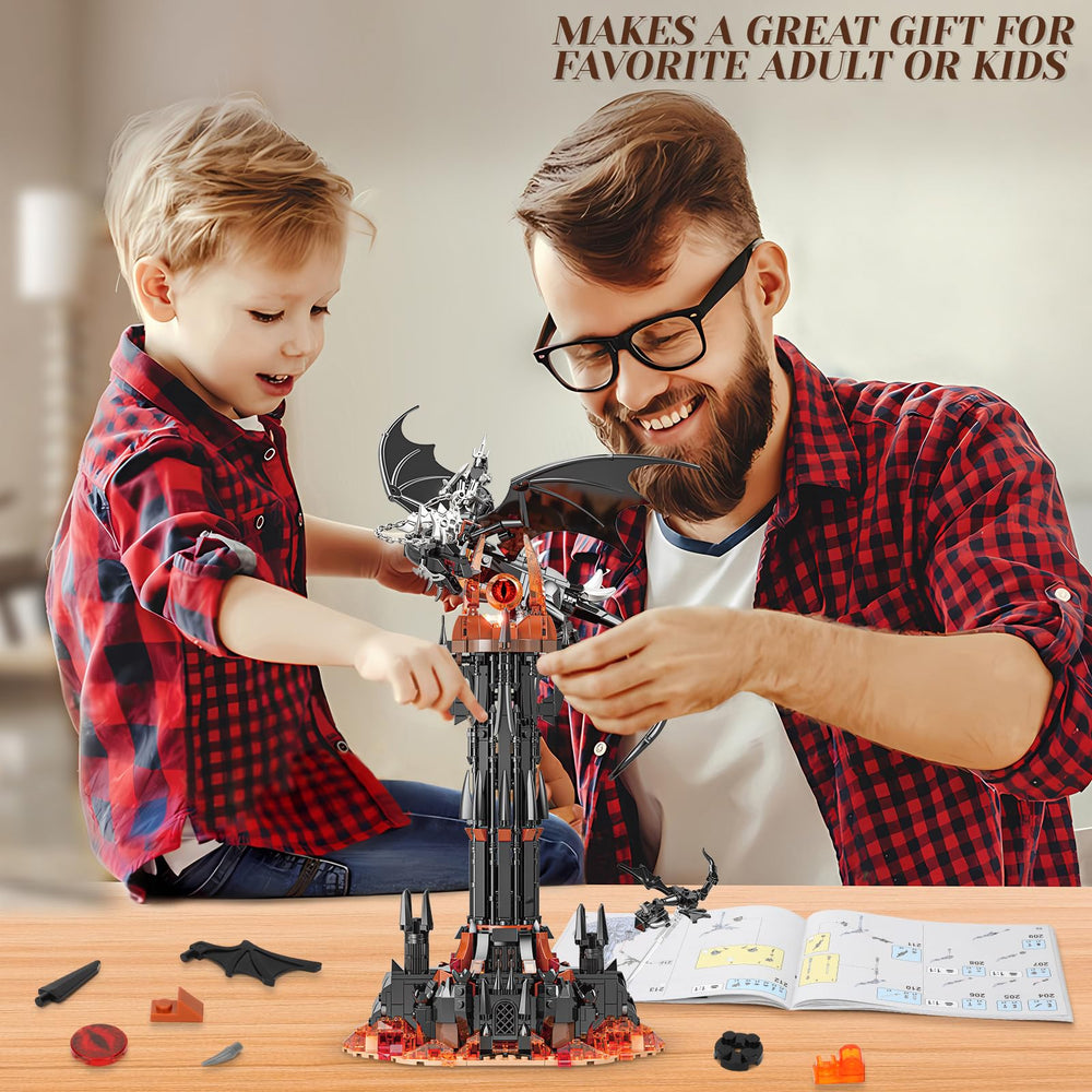TOY PLAYER Dark Tower dimensions show size for impactful home or office displays.