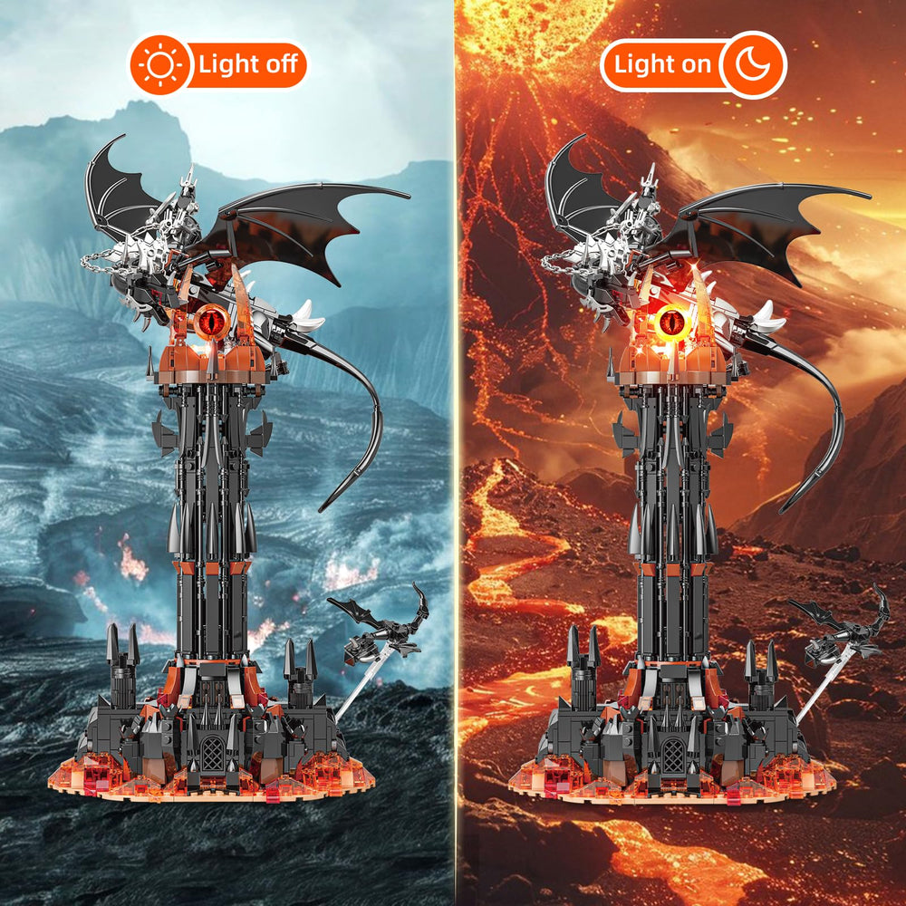 TOY PLAYER Dark Tower eye light highlights dramatic scene for eye-catching shelves.