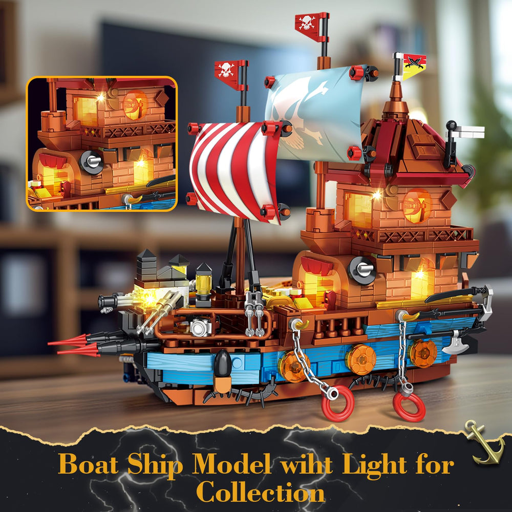 TOY PLAYER pirate ship dimensions show a compact display-ready size.