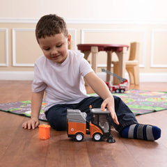 Toy To Enjoy Street Sweeper’s Rotating Brushes simulate real cleaning action for engaging play.