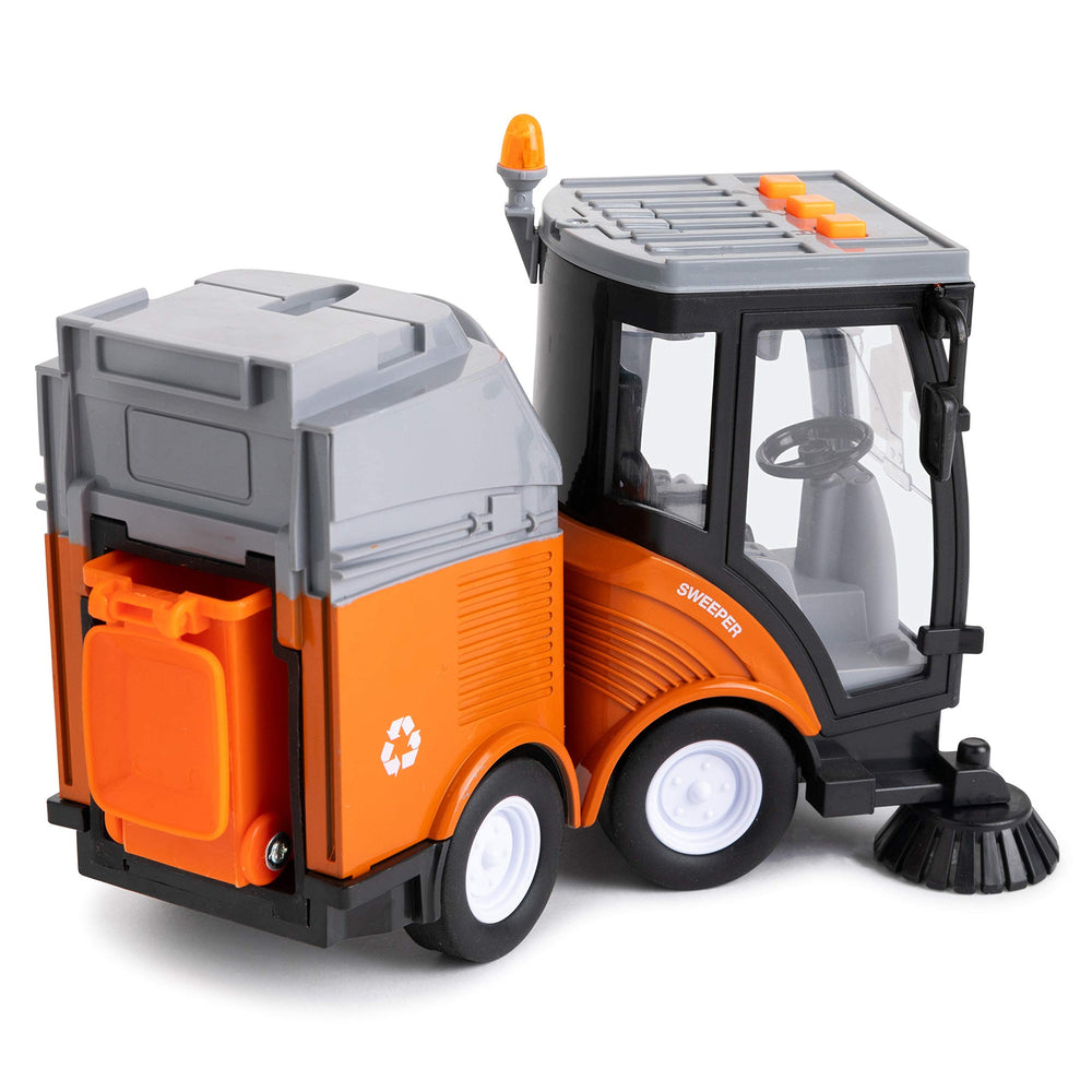 Toy To Enjoy Street Sweeper Truck with Friction Wheels moves smoothly on flat surfaces.