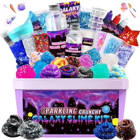 Toybreeze Mini Galaxy Slime Kit packaging shows vibrant cosmic colors for creative play