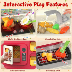 Toycost stove top lights and sounds ignite imaginative pretend meals.