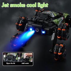 ToyFuntasy RC car lights and spray for dramatic night performances.
