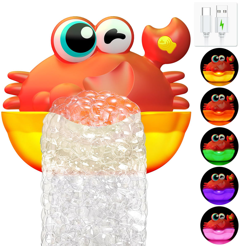 Toyjolka crab bubble maker lights up tub with bubbles for sensory bath play
