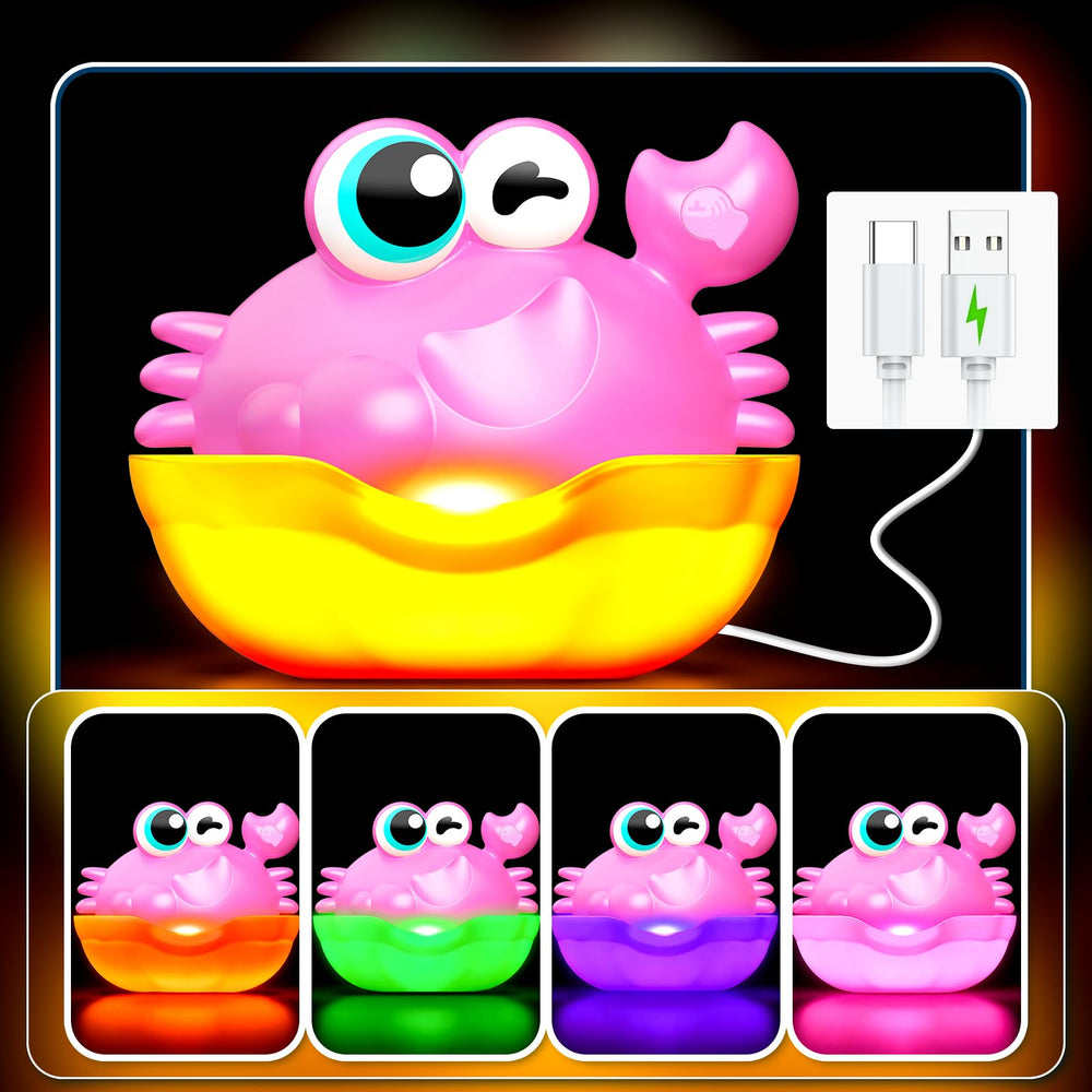 Toyjolka bubble machine with LED lights enhancing bath play with colorful bubbles