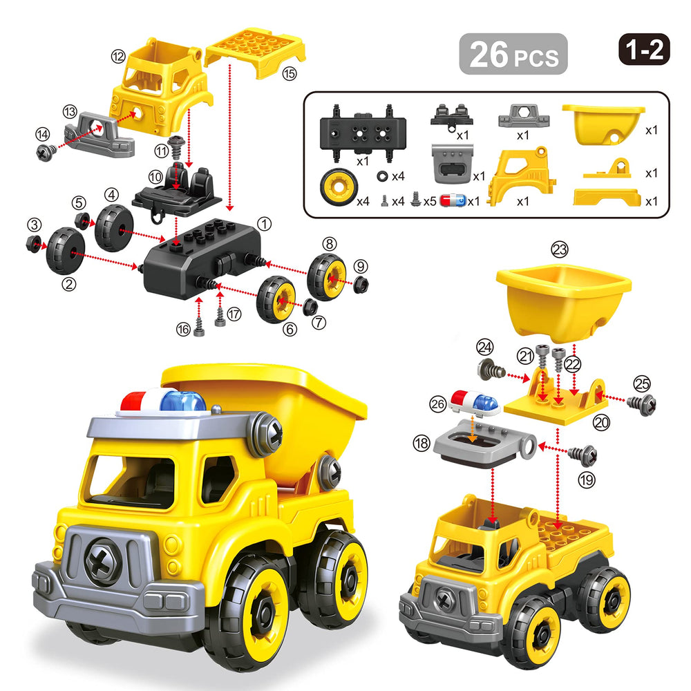 Toyk 4-in-1 take apart car excavator ready for construction play