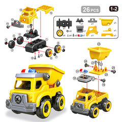 Toyk 4-in-1 take apart car excavator ready for construction play