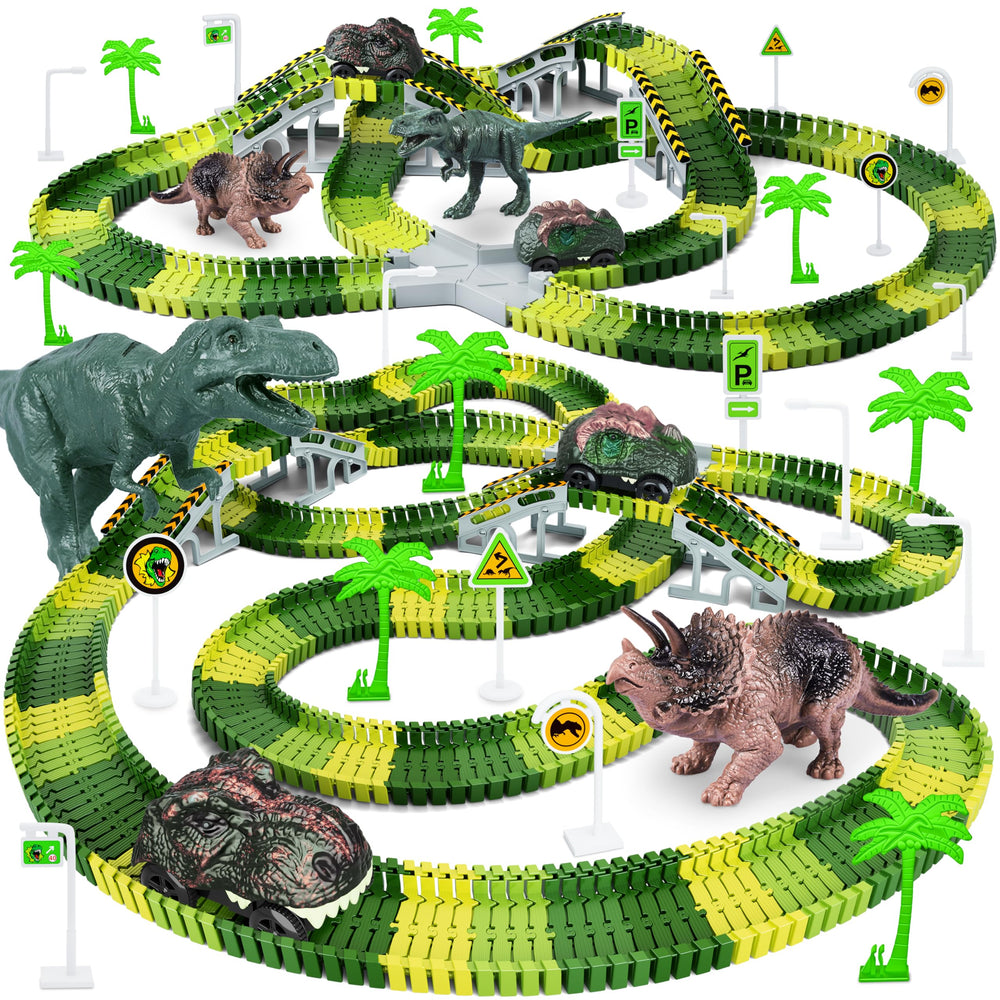 Toyk Dinosaur World Track assembly demonstrates a flexible layout for creative play.