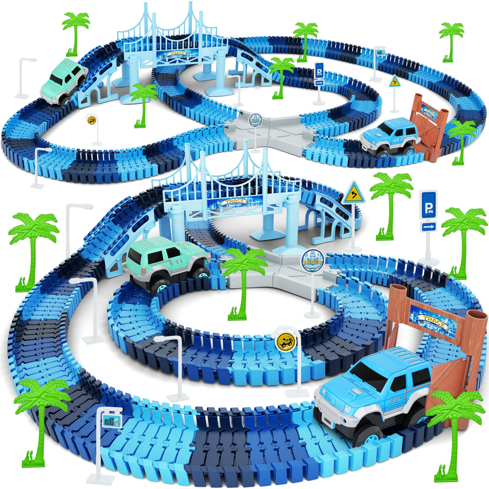 Toyk frozen world track invites imaginative play and color-rich racing
