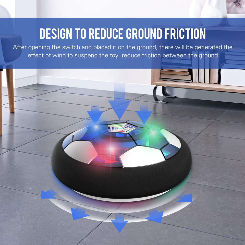 Toyk Hover Soccer Ball’s foam bumper protects kids and furniture during play