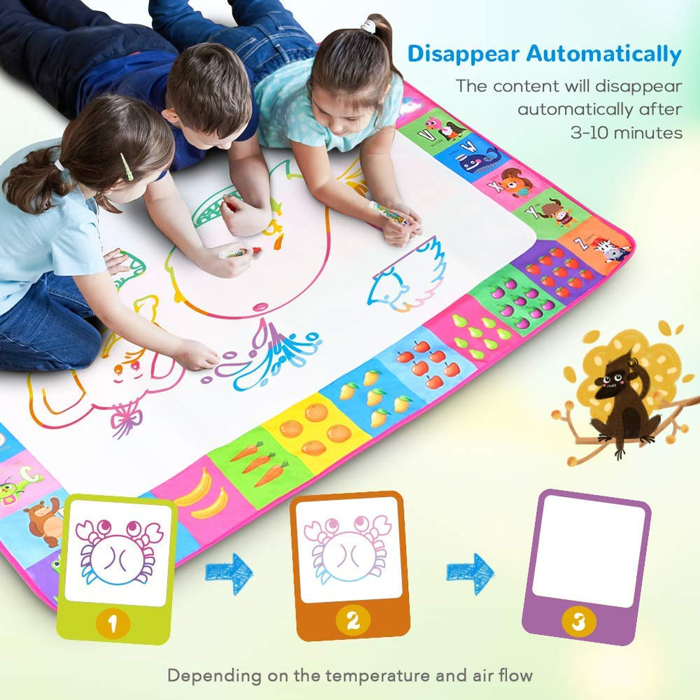 Toyk Water Doodle Mat pink magic pens enable reusable, clean drawing sessions
