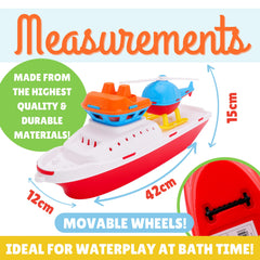 Removable seaplane on Toyland tugboat offers additional role-play options.