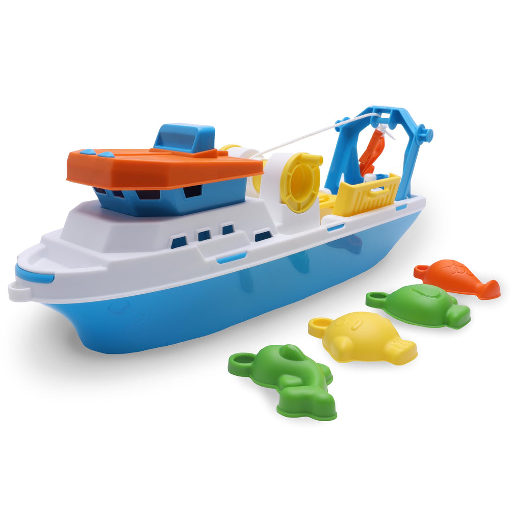 Toyland boat showing movable doors for interactive pretend play