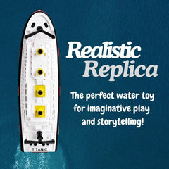 Toyland Titanic replica boat in paddling pool for floats with ease