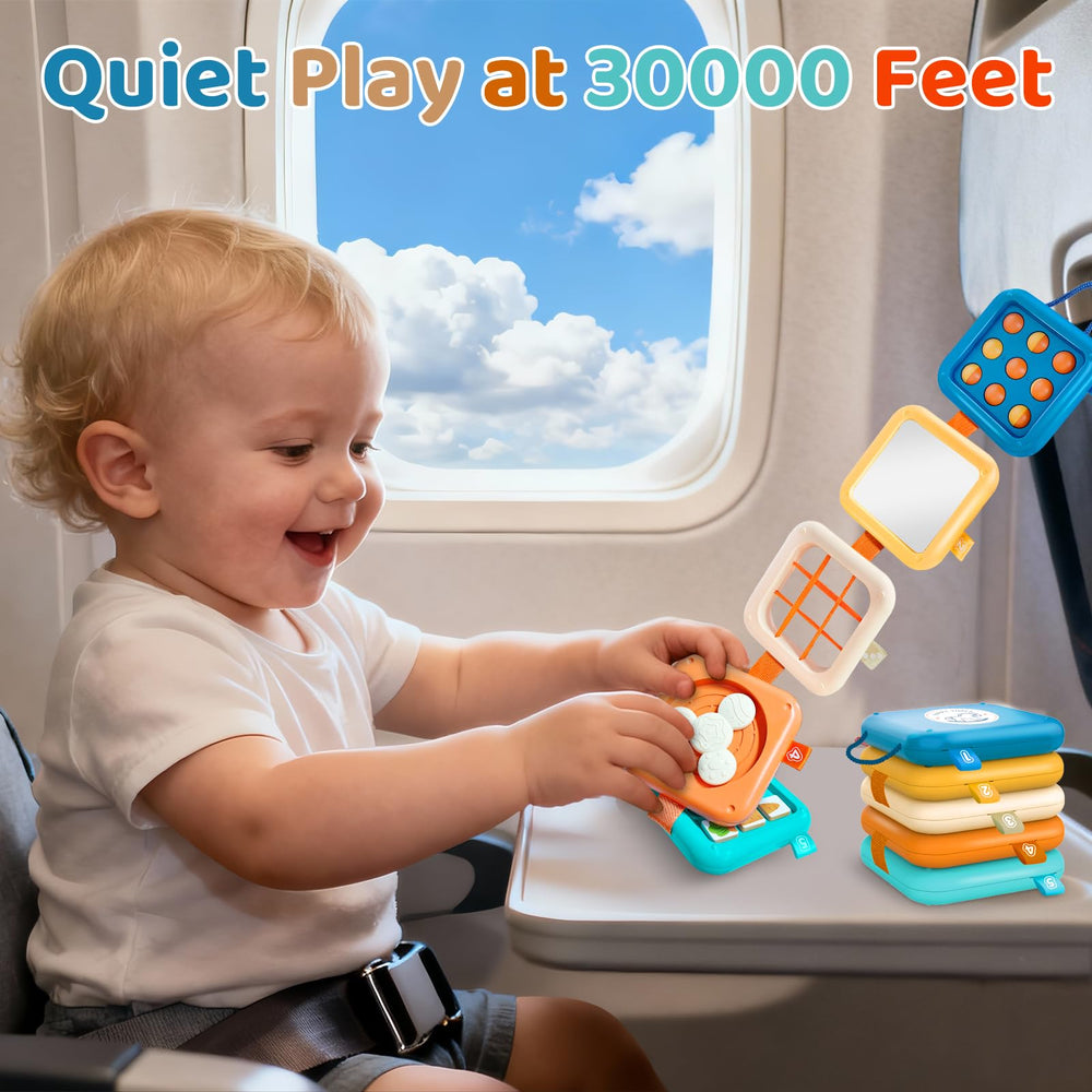 Toylfort Busy Board clock hides and reveals timing concepts for curious toddlers.