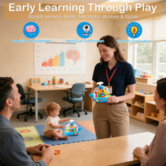 Toylfort whale-spinner combines rotation and music for multisensory exploration.
