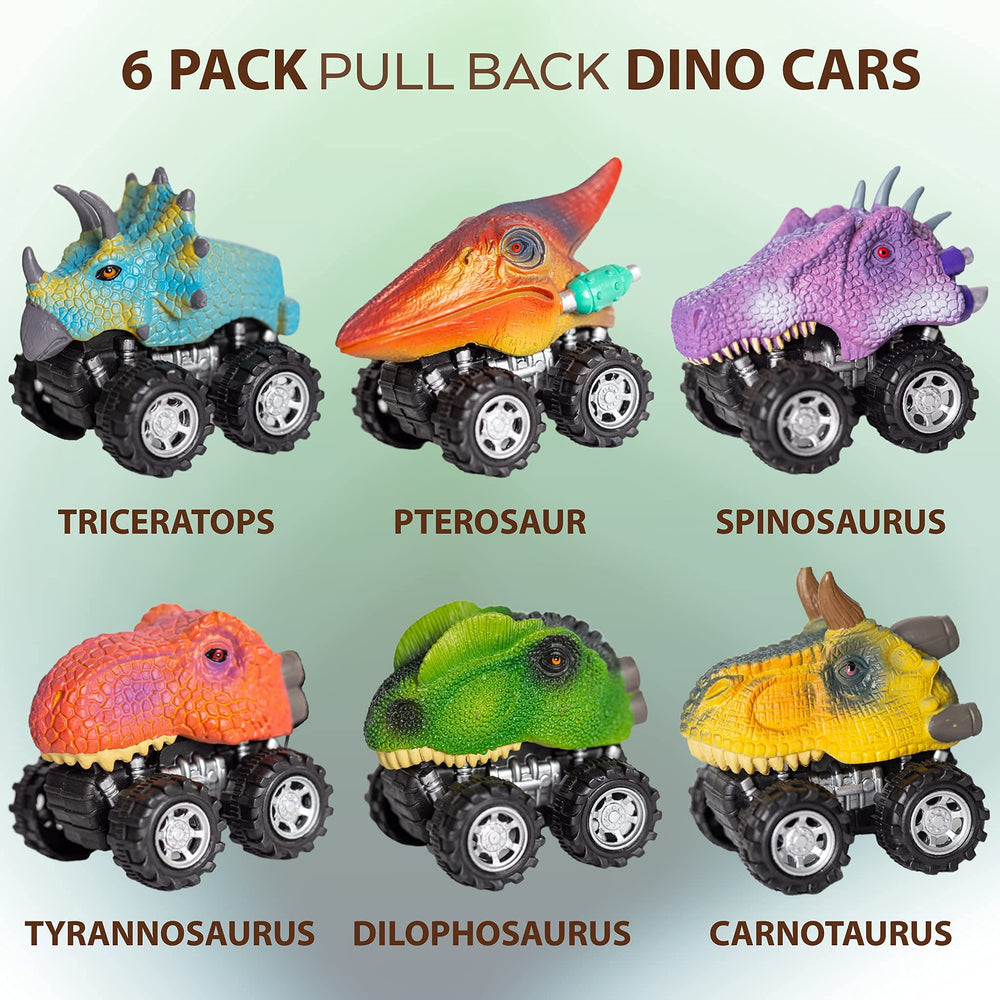 TOYLI dino car set features multiple colors for choice and variety.